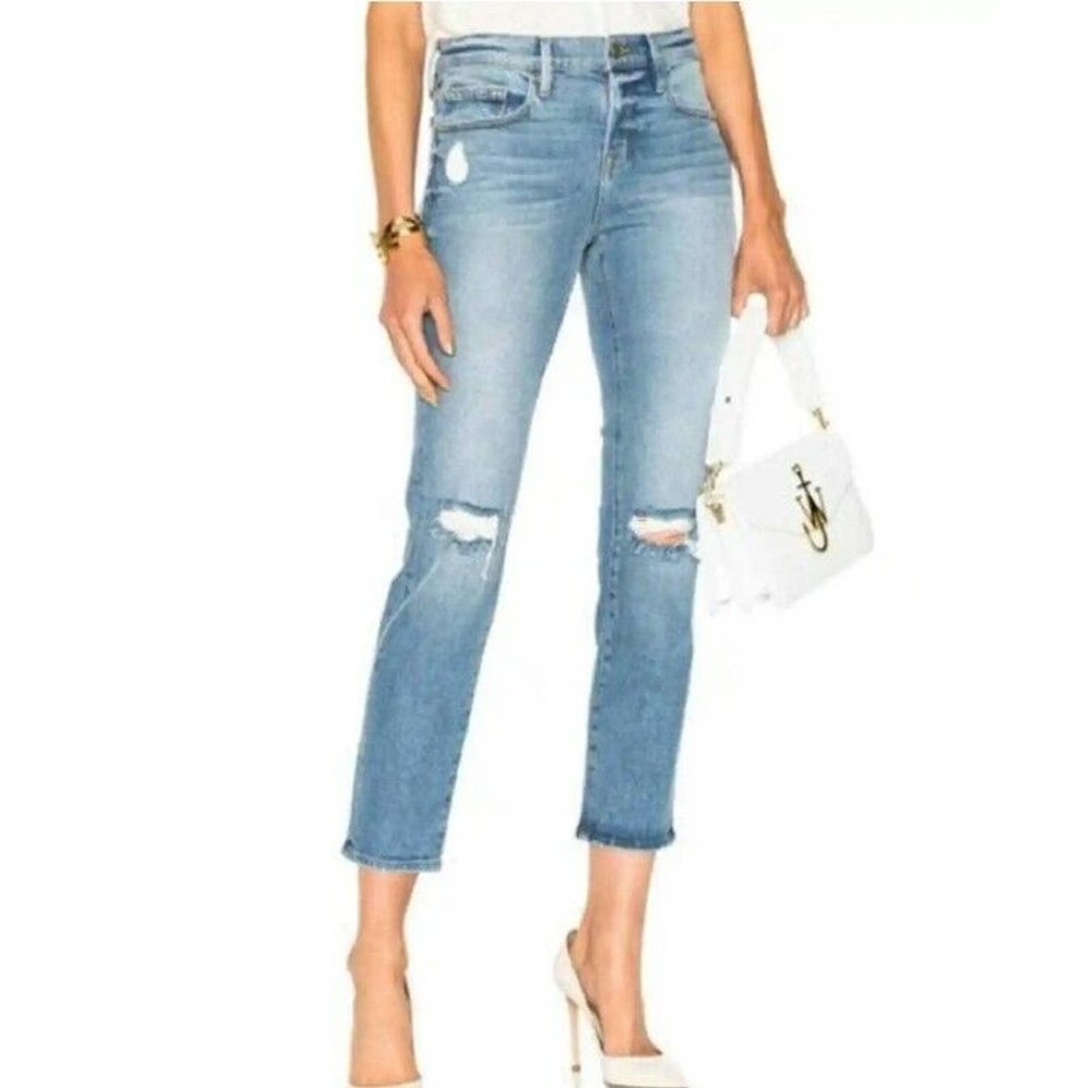Frame Denim Le Boy Jean In Mclane Wash Sz 29 Distressed (E